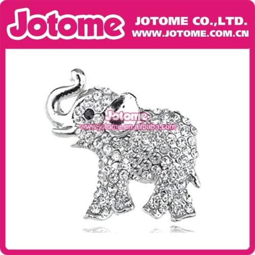 Womens Silver Tone Clear Rhinestones African Baby Elephant Brooch Pin
