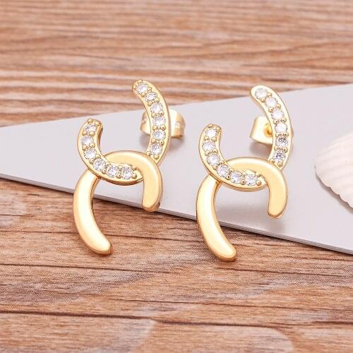 New Fashion Hot Selling Fine X Shape Stud Earrings Women Girl Shiny CZ Best Gift for Lover Wedding Bridal Jewelry Wholesale
