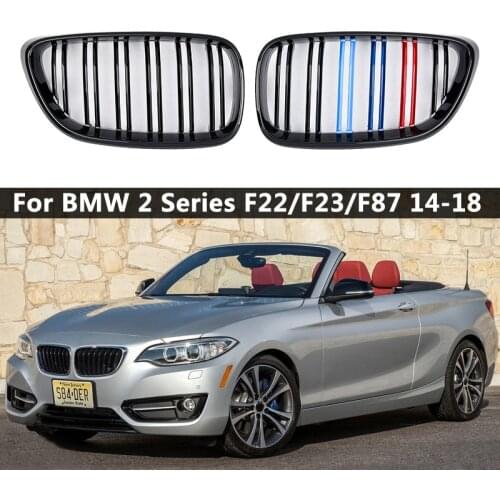 1 Pair M Color/Gloss Black Car Front Bumper Kidney Grill Grilles For BMW 2 Series F22 F23 F87 M2 Car Styling Auto Accessory