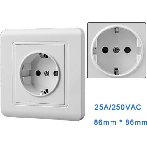 1pc Power Socket 25A EU Standard Electrical Outlet White Panel Wall socket AC250V~ 25A
