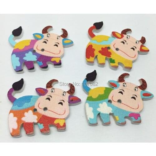 1000pcs Cow Printed Wood Buttons 34x27mm 2 Holes Sewing Accessories Embellishment Scrapbooking Cardmaking