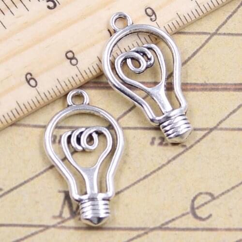 12pcs Charms Light Bulb 31x16mm Antique Silver Color Pendants Making DIY Handmade Tibetan Finding Jewelry For Bracelet