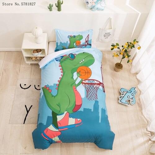 2/3 Pieces Basketball Dinosaur Bedding Set Fashion Colorful Duvet Cover For Bedroom Bed Cover Set Home Luxury Bed Quilt Cover