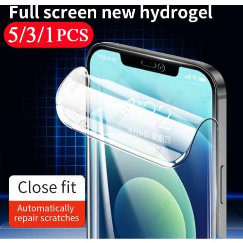 5/3/1Pcs full cover protective film for iPhone 12 mini 11 pro XS Max X XR SE 8 7 6 6S plus hydrogel film phone screen protector