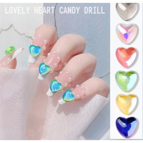 5PCS Charm Love Candy Diamonds 3D Nail Art Decoration Jewelry Manicure Design Mocha Symphony Flat Rhinestones
