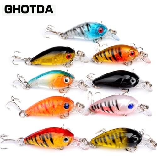 9PC Top Plastic Crank Lure 4.03g Bass Baits Fishing Lure 10# Hook Crank Fishing Lure Bait Fishing Tackle