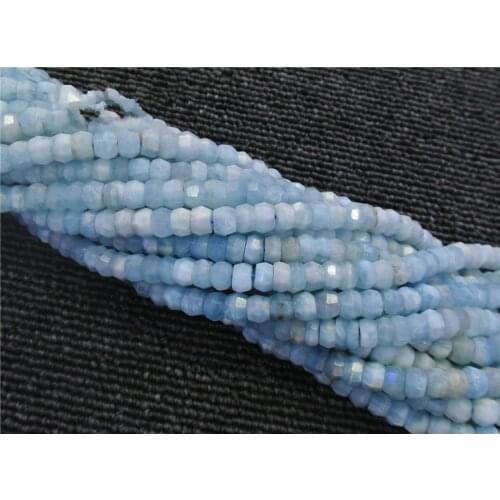 A aquamarine blue roundel faceted 6*4mm 15" for DIY jewelry making loose beads FPPJ wholesale beads nature gem stone