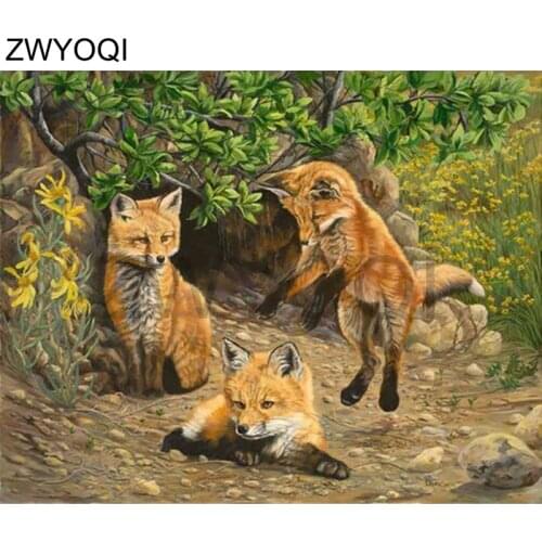 DIY 3D Diamond mosaic fox animal Full Round Diamond embroidery Cross stitch fox animal Full Square Diamond painting fox animal