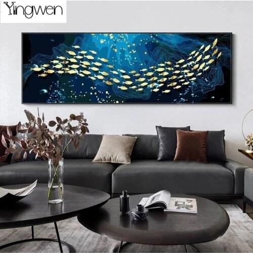 DIY Diamond Painting Golden Fish Moon Abstract 5d Handicraft Full Square Round Diamond Embroidery Cross Stitch Art Home Decor