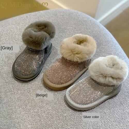 Winter Baby Girls Boys Snow Boots Warm Outdoor Children Boots Waterproof Non-slip Kids Plush Boots Infant Cotton Bling Shoes