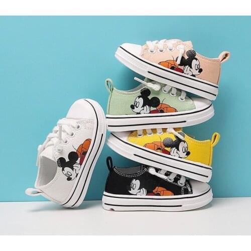 Disney childrens Minnie Mickey non-slip soft sole boy girl baby first walker shoes casual shoes sports canvas shoes