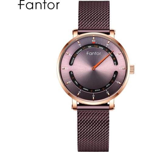 Fantor Ladies Elegant Luxury Brand Quartz Women in Wrist Fashion Purple Mesh Strap Casual Woman Watches