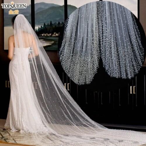 TOPQUEEN V10 Wholesale Bridal Veil for Bride for Marriage Bridal Cathedral Veil with Comb White Ivory Veils for Wedding Party