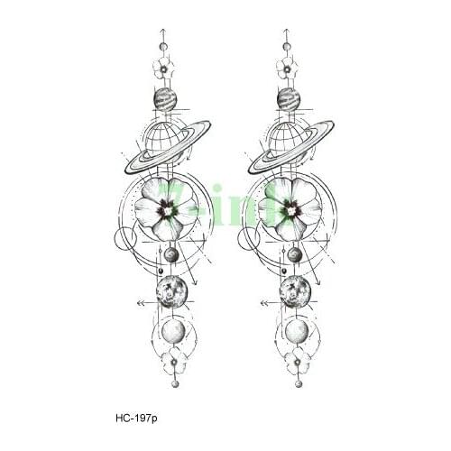 Water Transfer fake tattoo satellite Saturn peach blossom flower Waterproof Temporary tatoo flash fake tatto for woman man