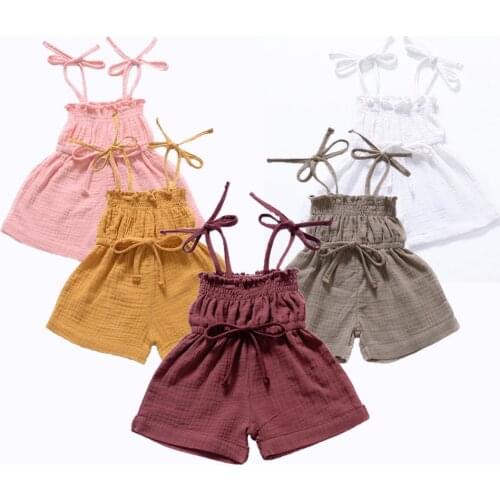 Children Summer Clothing Kids Dresses for Girls Baby Sling Jumpsuit Girls Cotton One Piece Pants 1-6 Years