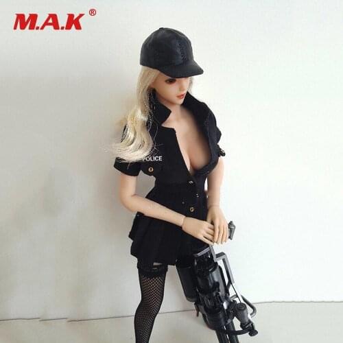 1:6 Female Clothes Dress Sexy Black Police Uniforms Skirt Socks Set for 12'' Woman Figure Body