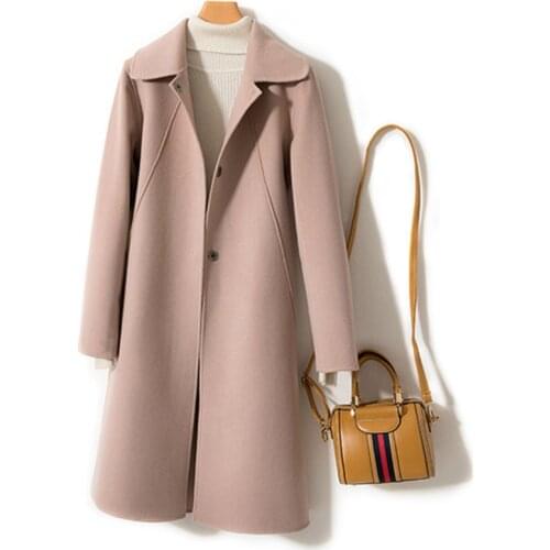 100% Wool Coat Female Jacket Woman Spring Autumn Winter Double-side Woolen Coat Women korean Pink Jackets Women Chaqueta Mujer