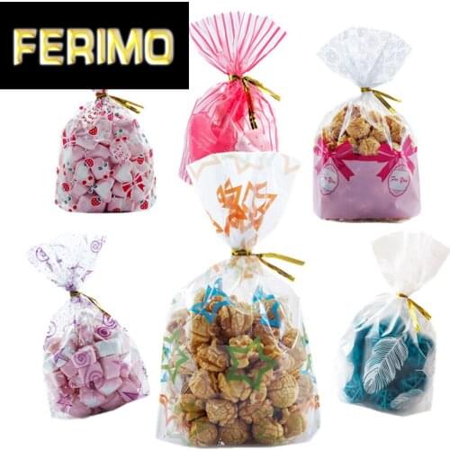 LBSISI Life 50pcs Plastic Candy Cookie Bags Wedding Birthday Children Christmas Favors Party Snack Packaging Gift Bag