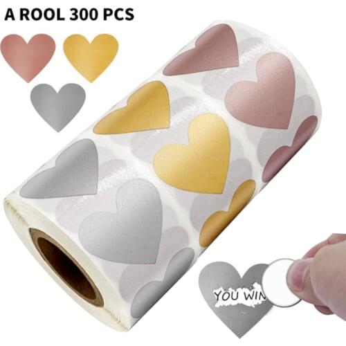 Love Heart Shaped Stickers Scratch Off Stickers Labels Stickers For Home Game Confidential Code Covers Scrapbook Stickers