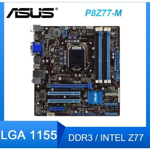 ASUS P8Z77-M Motherboard LGA1155 DDR3 Core i7/i5/i3 1155 Intel Z77 PCI-E 3.0 DDR3 PCI-E 3.0 USB2.0 Micro ATX Mainboard