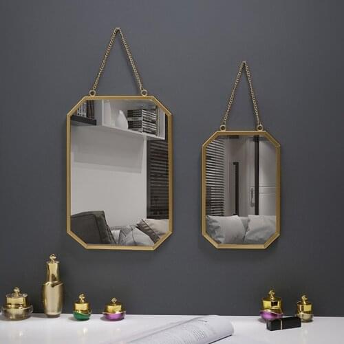Metal Mirror for Wall Nordic Style Small Gold Mirrors Hanging Wall Mirror Decor for Living Room Vanity Dressing