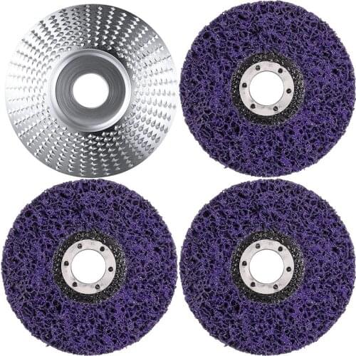 4-Piece Set of Angle Grinder Disc Wood Carving Disc and Polishing Wheel, Used for Angle Grinder Polishing to Remove Rust