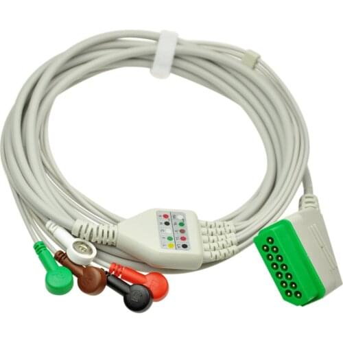 Nihon Kohden 13 Pin 5 Lead One Piece ECG Cable,Snap,AHA