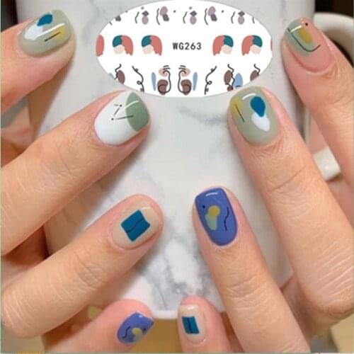 Newest WG 263 abstract weman design 3D nail art sticker decal stamping back gule DIY nail decoration tools