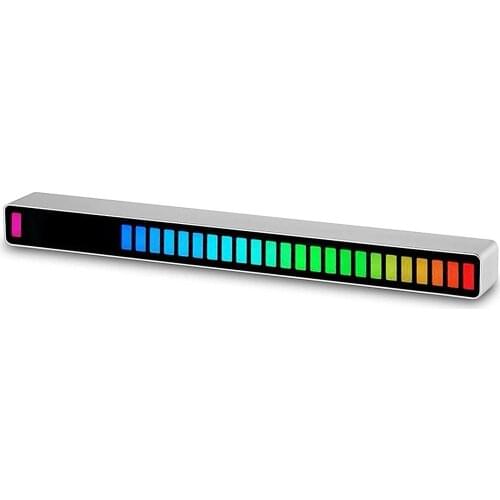 Audio Spectrum Indicator Bar Voice Sound Control RGB For Car RGB Colorful Dynamic Rhythm Gray MicroUSB Audio Accessories