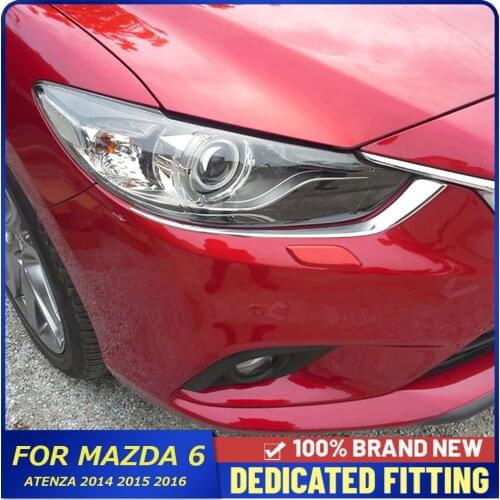 Fit For Mazda 6 Atenza 2014 2015 2016 Car Body Front Fog Lamp Eyebrow Cover Trim ABS Chrome Head Fog Light Strips Cover