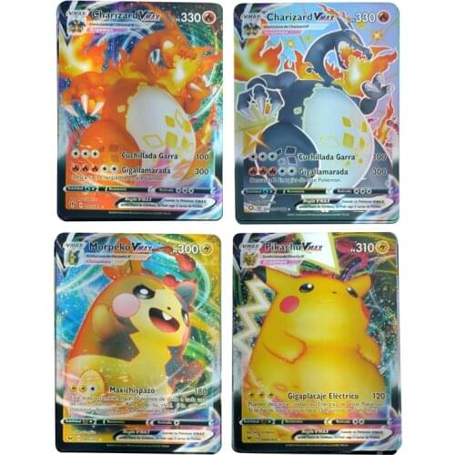 Pokemon 100 V 50 VMAX Best Selling Children Battle Spanish Version Game Tag Team Shining Vmax TOMY Pokemon Cards