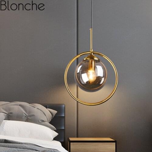 Industrial Pendant Light Glass Ball Hanging Lamp Kitchen Dining Room Nordic Lamp Modern Gold Loft Decor Hanging Lights Fixtures