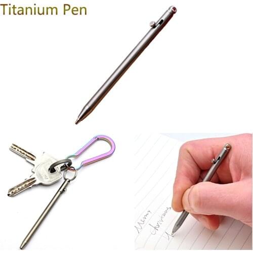 EDC Keychain Mini Titanium Pen Portable Travel Metal Ballpoint Signature Bolt Pen Outdoor Camping Hiking Tool