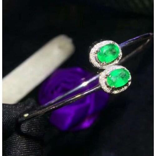 Shilovem 925 sterling silver real green Emerald Bangles fine Jewelry women trendy wedding new wholesale jcsz040602agml