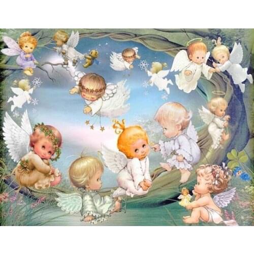 Embroidery Cross Stitch Kits Needlework Baby Angel Cute Oil Painting Crafts 14CT Counted Unprinted DIY Arts Handmade Decor
