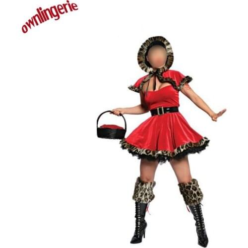 Ladies Sexy Santa Costume Women Hooded Christmas Party Fancy Dress Cosplay Little Red Hood Suit With Petticoat Free Shipping