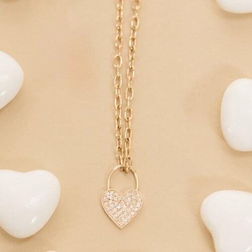 Lost Lady Fashion Rhinestone Heart Necklace For Women Simple Design Small Alloy Pendant Necklace Wholesale Jewelry Party Gifts