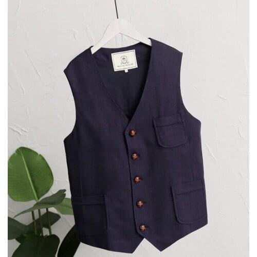 New Men Linen Waistcoat Thin Slim Vests Leisure Suit Vest Mens Coats Cotton Tops Jackets Sleeveless