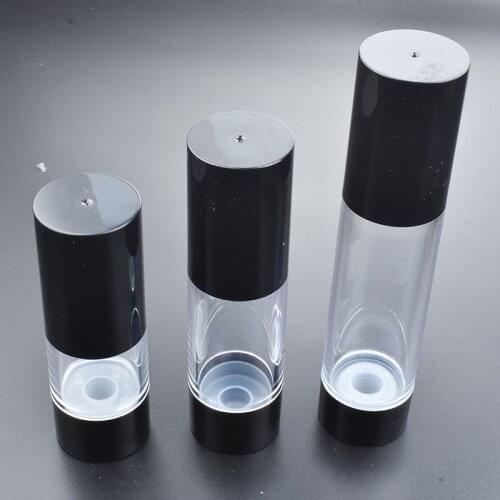 10pcs/lot 15ml 30ml 50ml Mini Empty Portable Black Empty Airless Dispenser Lotion Pump Cream Bottles