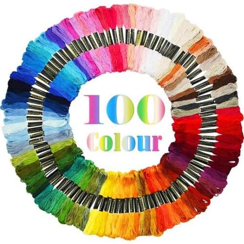 100/200Colors Cross Stitch Thread Polyester Cotton Embroidery Thread Rainbow Color Hand Embroidery Braided Thread Hot In Stock