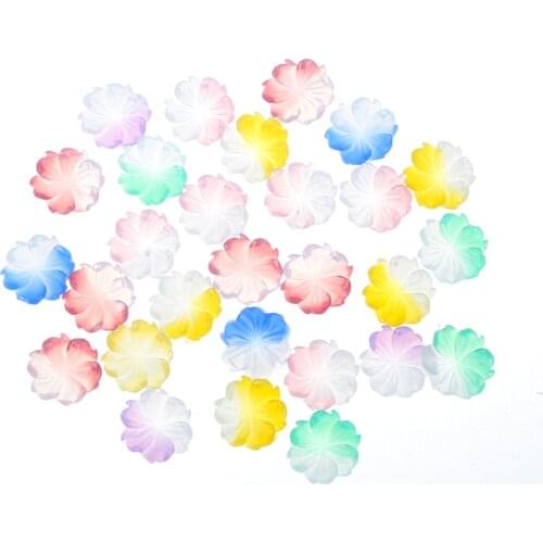 100pcs Mixed Gradual Resin Flowers Decoration Flatback Cabochon Embellishment For Scrapbook DIY Accessoris