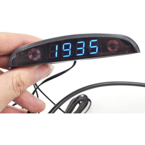 12V Car Interior 3 In 1 Car Clock Voltmeter Thermometer and Voltage Meter Monitor Touch Switch Blue Red Light