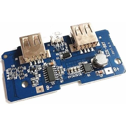 18650 Dual Micro USB 3.7V to 5V 2A Boost Mobile Power Bank DIY 18650 Lithium Battery Charger PCB Board Step Up Module With Led