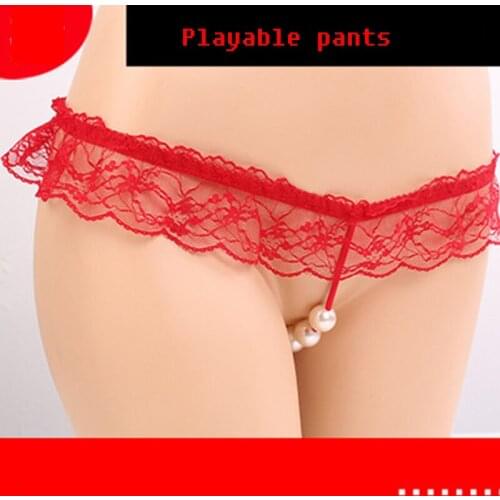 2021 The New Plus Size Lace Panties Women Sexy Transparent Underwear Pearl Massage Culotte Femme Thongs For Products