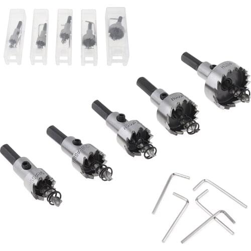 5Pcs High Speed Steel HSS Drill Bit Hole Saw Set Stainless Steel Metal Alloy 16-30mm Center Drill Bit For Metalworking