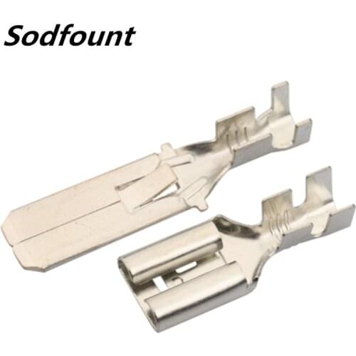 50sets 9.5mm plug spring insert terminal pluggable connector insert cold press male and female wire to connector crimp 2.5-4mm2