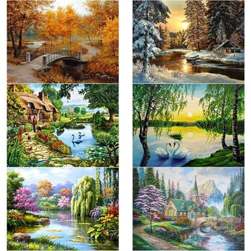 5D DIY Landscape Diamond Painting Scenery Pictures Diamond Embroidery Full Square Round Drill Rhinestones Crafts Home Decor Gift