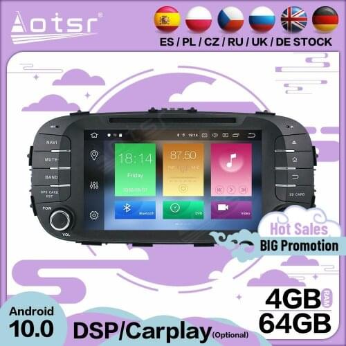4+64GB Carplay Multimedia Car Stereo Android 10 Player For Kia SOUL 2014 2015 2016 2017 GPS Navi Radio 2 Din Receiver Head Unit