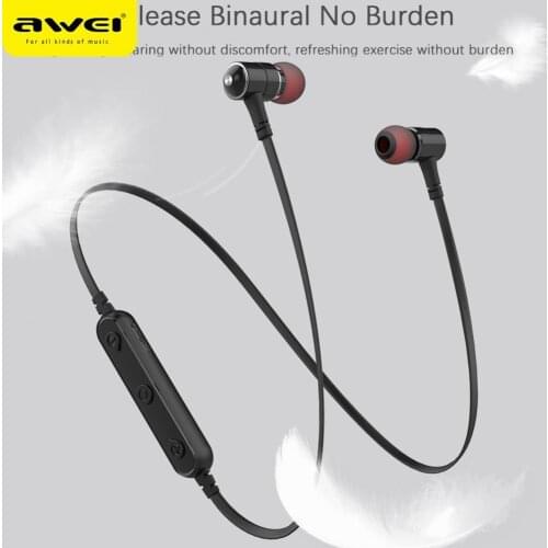 AWEI B930BL Bluetooth Headset with Microphone Noise Cancelling Stereo Wireless Sports Earphones Magnetic Earbuds for Phones
