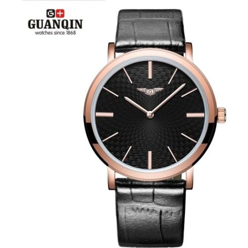 GUANQIN Ultra Thin Watch Men Luxury Brand Men Watches Analog Quartz Wristwatch Waterproof Leather Strap Watch relogio masculino
